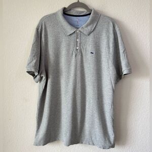 Vineyard Vines Men’s Grey Cotton Piqué Polo Shirt Size‎ XL Logo Golf Preppy